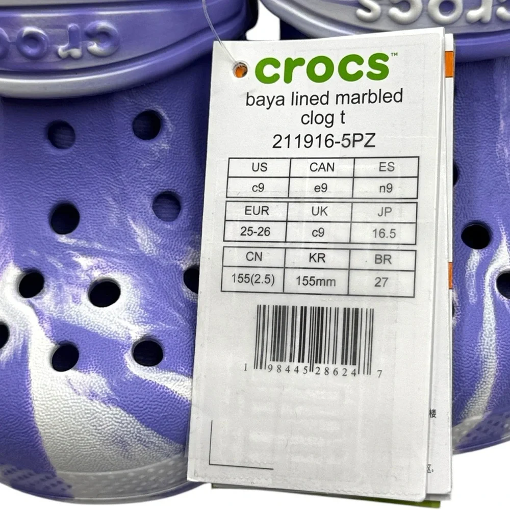 Crocs Baya Lined Marbled Clog (Toddler) Size C9